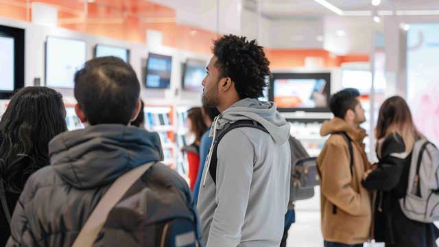 Retail store customers using AI-powered shopping assistance