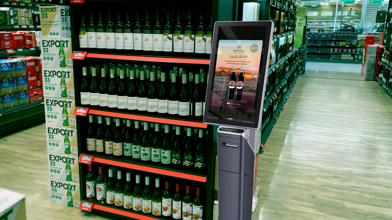 Biscuit AI kiosk helping shoppers in a retail store